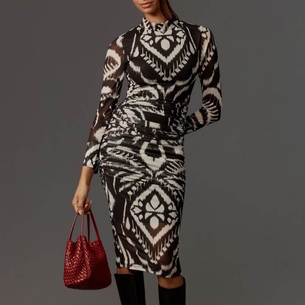 New FARM Rio Pineapple Ikat Tulle Midi Dress